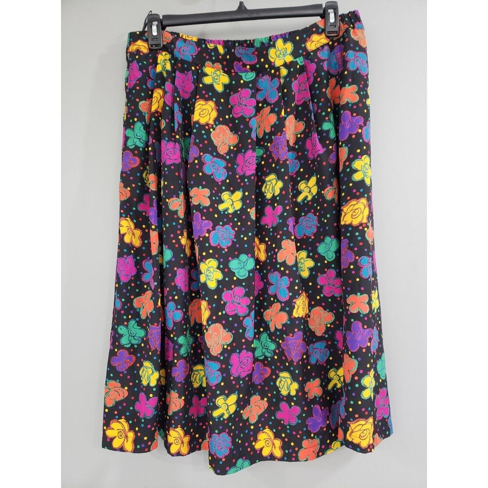 Worthington Vintage 80's Floral Polka Dot Skirt Spring Summer Fall Winter 16